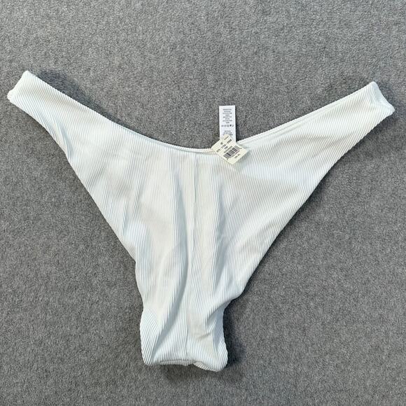 Aerie Cheekier White Ribbed Bikini Bottom Size X-Large Swim Beach New - Picture 7 of 7